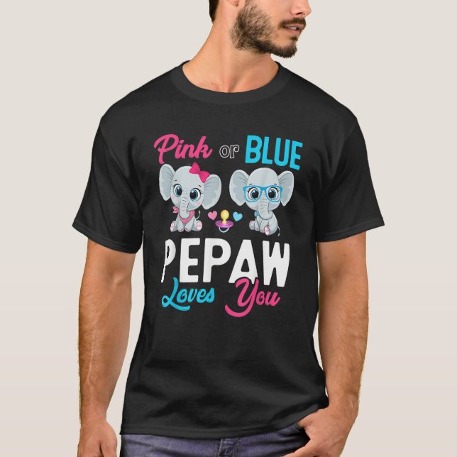 Cute Elephant Keeper Of The Gender Pepaw Loves You T Shirt (Framsida)