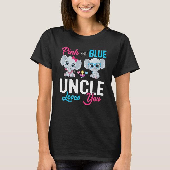 Cute Elephant Keeper Of The Gender Uncle Loves You T Shirt (Framsida)