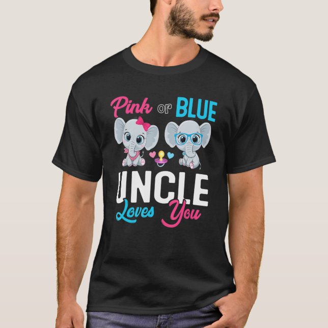 Cute Elephant Keeper Of The Gender Uncle Loves You T Shirt (Framsida)
