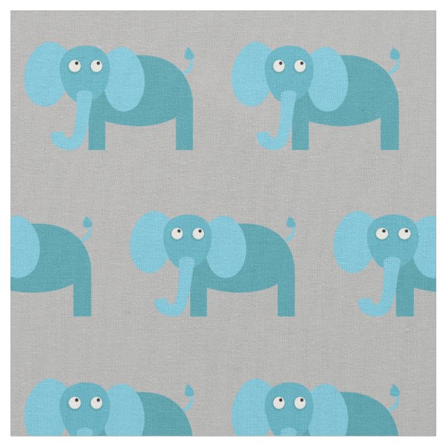 Cute Elephant Kid Baby Nursery Grått Tyg (Närbild)