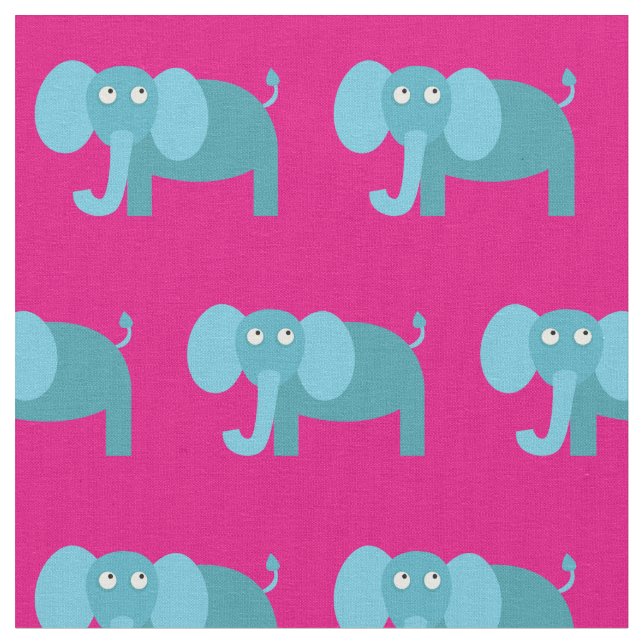 Cute Elephant Kid Baby Nursery Rosa Tyg (Närbild)