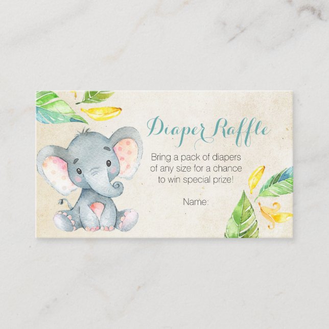 Cute Elephant - kort för dykande raffle (Framsida)