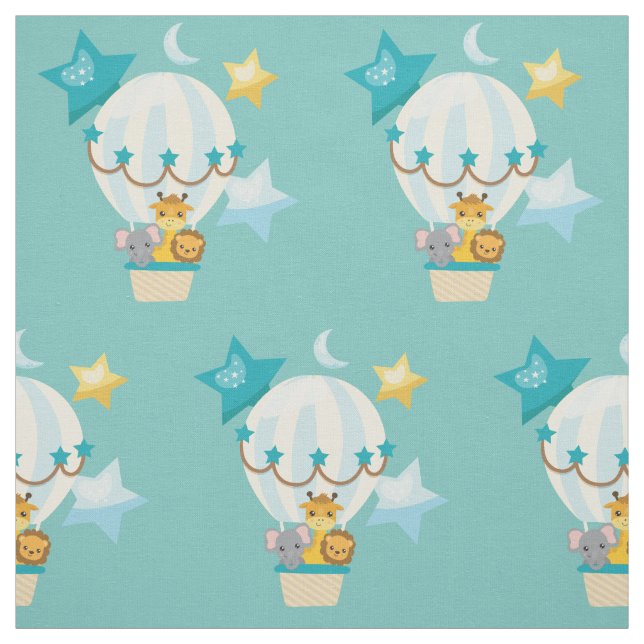 Cute Elephant Lejon Giraffe luft-ballong Mönster Tyg (Provkarta)