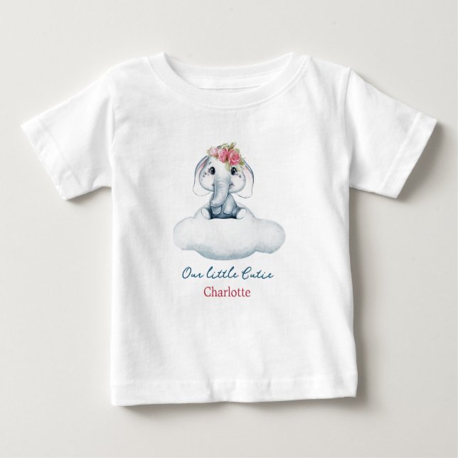 Cute Elephant Little Cutie Baby Baby T-Shirt (Framsida)
