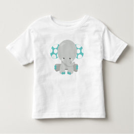 Cute Elephant, Little Elephant - Blue Grått T Shirt