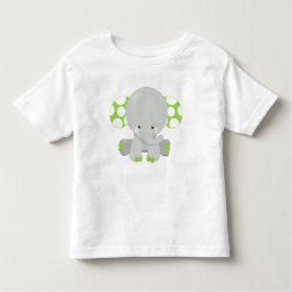 Cute Elephant, Little Elephant - Grönt Grått T Shirt