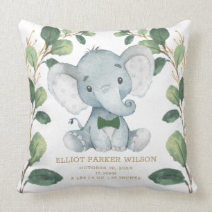 Cute Elephant Little Man Greenery Guld Birgats Sta Kudde
