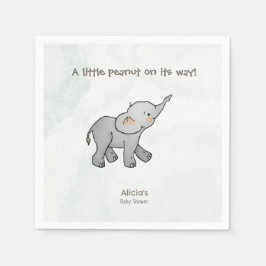 Cute Elephant Little Peanut On its Way Baby Shower Pappersservett