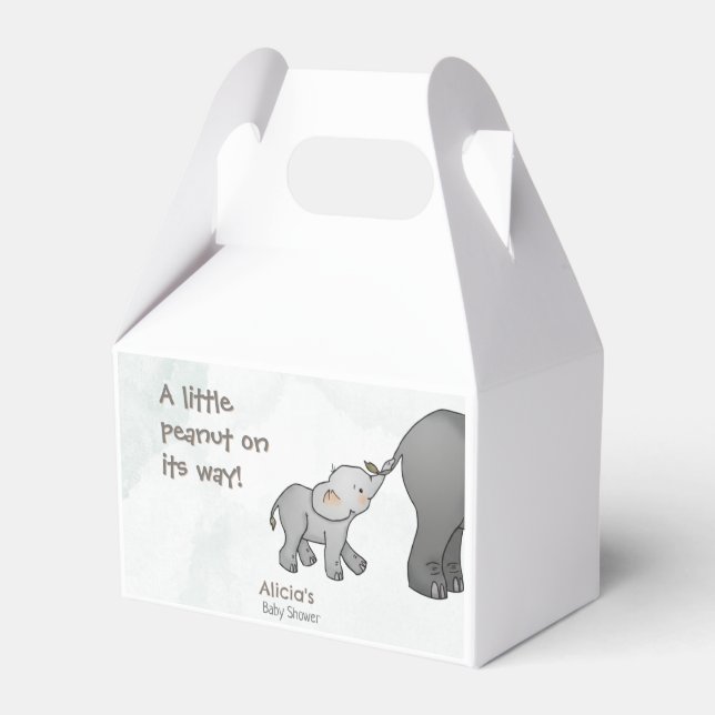 Cute Elephant Little Peanut On its Way Baby Shower Presentaskar (Framsidan Sidan)