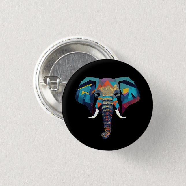 Cute Elephant Low poly-illustration Knapp (Framsida & baksida)