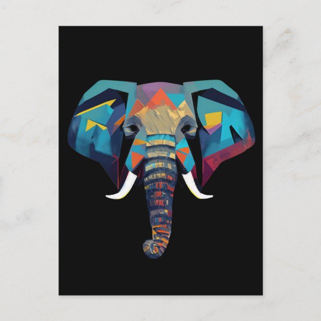Cute Elephant Low poly-illustration Vykort (Framsida)