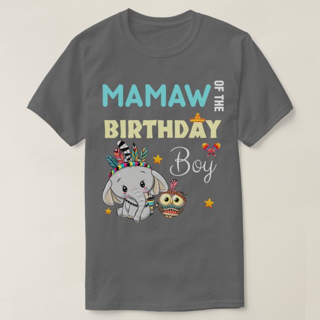Cute Elephant Mamaw från födelsedagspojken T Shirt (Design framsida)