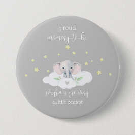 Cute Elephant Mamma to be Baby Shower Button Knapp