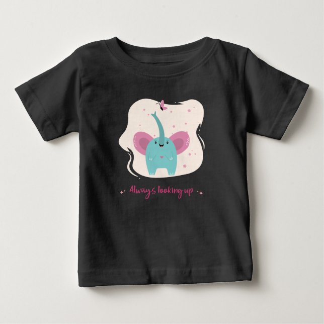 Cute Elephant med alltid Tittar text T Shirt (Framsida)