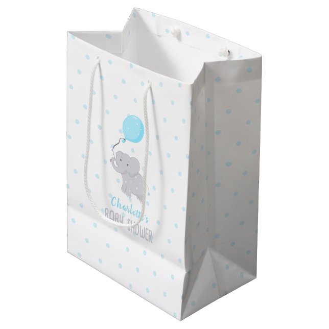Cute Elephant med Balloon Baby Shower Boy (Framsidan Vinklad)