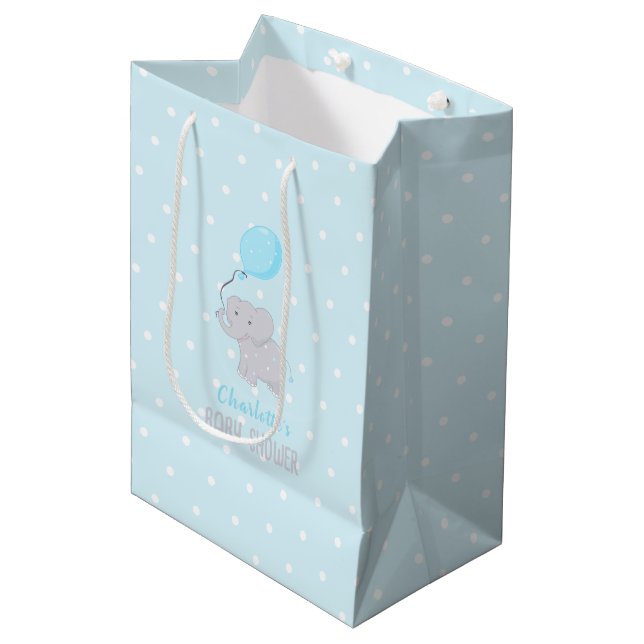 Cute Elephant med Balloon Baby Shower Boy (Framsidan Vinklad)