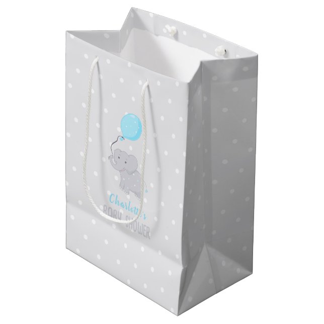 Cute Elephant med Balloon Baby Shower Boy (Framsidan Vinklad)