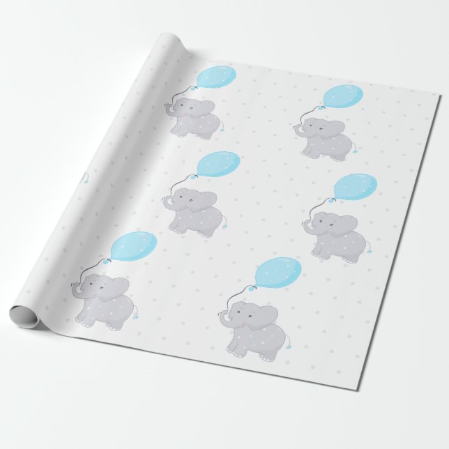 Cute Elephant med Balloon Presentpapper (Utrullad)