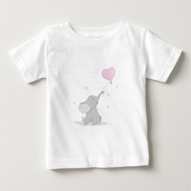 Cute Elephant med Balloon T Shirt (Framsida)