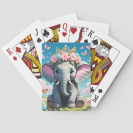 Cute Elephant med blomman krona Casinokort