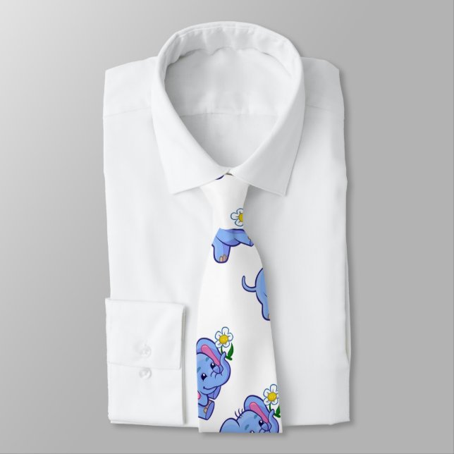 Cute Elephant med blommiga ungeldjur Slips (Bunden)