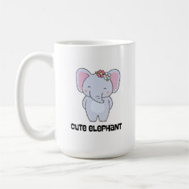 Cute Elephant med blomsterband Kaffemugg