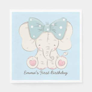 Cute Elephant med Bow. Pappersservett