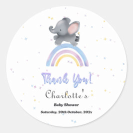 Cute Elephant med färgstark regnbågsskugga Runt Klistermärke