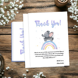 Cute Elephant med färgstark regnbågsskugga Tack Kort