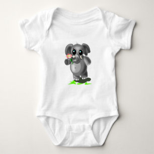 Cute Elephant med Flower Baby Bodykostym T Shirt