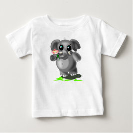 Cute Elephant med Flower Baby T-Shirt
