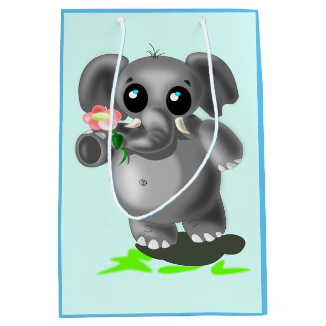 Cute Elephant med Flower Gift Bag - Anpassade (Framsidan)
