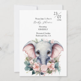 Cute Elephant med Flowers Inbjudningar