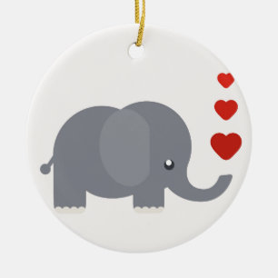 Cute elephant med hjärta och horor kärlek julgransprydnad keramik
