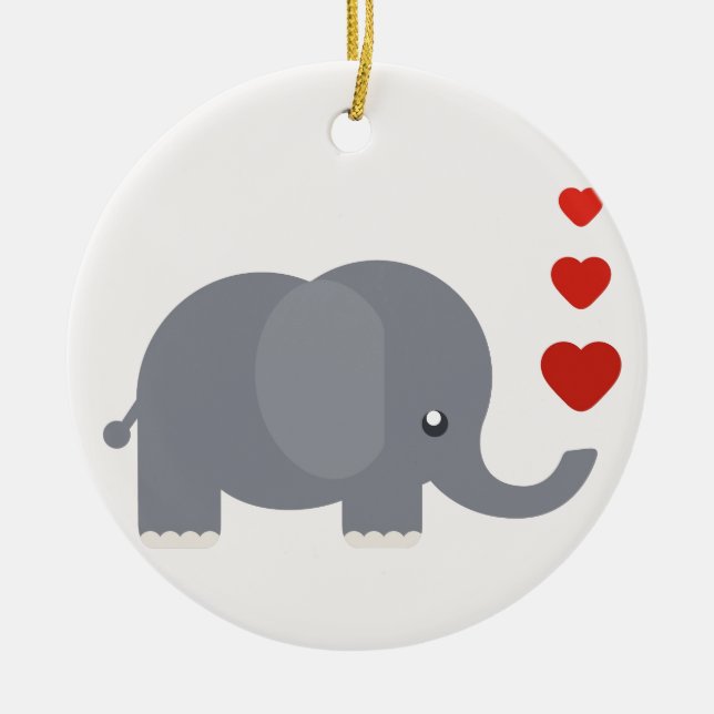 Cute elephant med hjärta och horor kärlek julgransprydnad keramik (Framsidan)