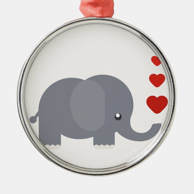 Cute elephant med hjärta och horor kärlek julgransprydnad metall (Framsidan)