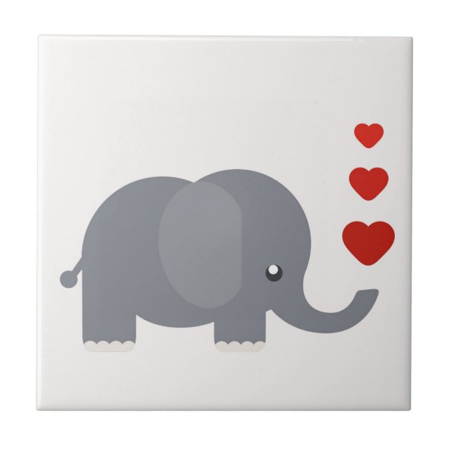 Cute elephant med hjärta och horor kärlek kakelplatta (Framsidan)