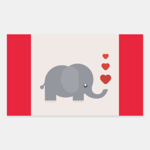 Cute elephant med hjärta och horor kärlek rektangulärt klistermärke