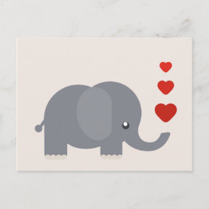 Cute elephant med hjärta och horor kärlek vykort