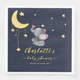 Cute Elephant med lilla fjäril-babyskor Pappersservett