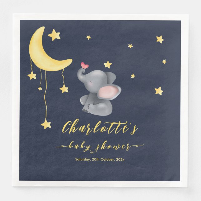 Cute Elephant med lilla fjäril-babyskor Pappersservett (Framsida)