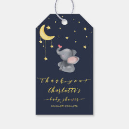 Cute Elephant med lilla fjäril-babyskor Presentetikett