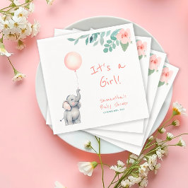 Cute Elephant med Rosa Balloon Baby Shower Pappersservett
