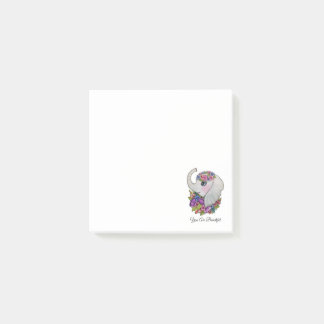 Cute Elephant med Vild Flowers i vattenfärg Post-it Block