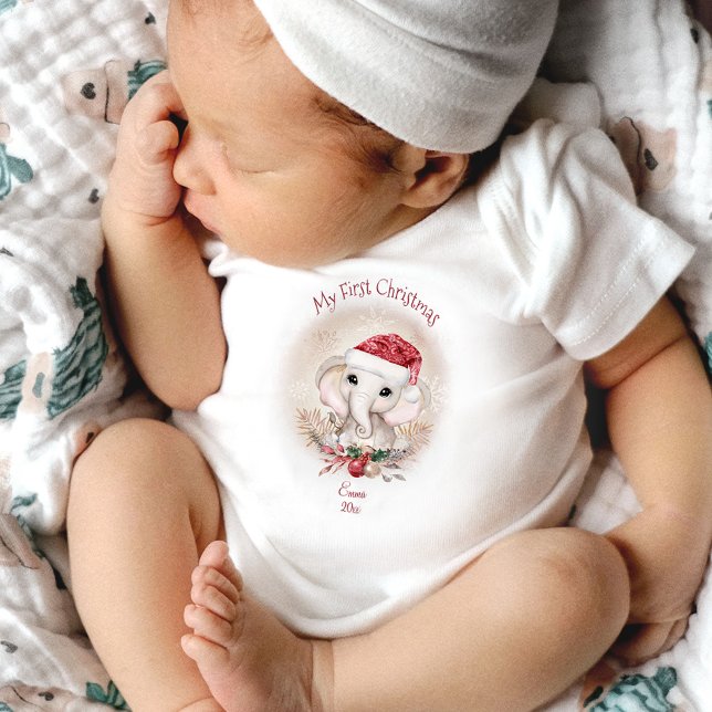 Cute Elephant Min första juldräkt Baby T Shirt (Skapare uppladdad)