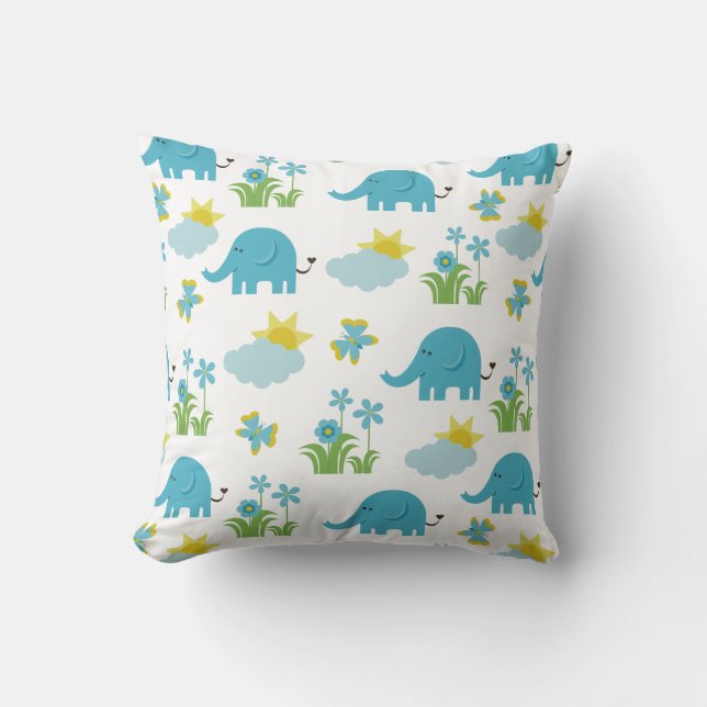 Cute Elephant Mönster dekorativ kudde (Framsida)