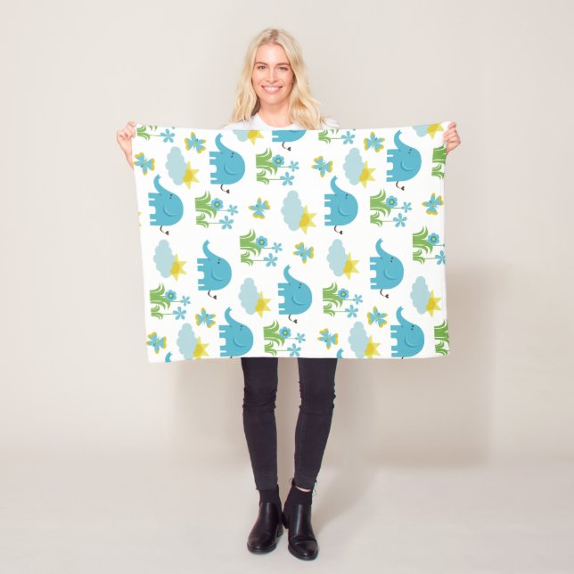 Cute Elephant Mönster fleece filtar (På plats)