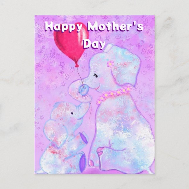 Cute Elephant Mors dag Card Vykort (Framsida)
