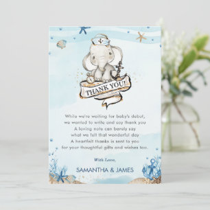 Cute Elephant Nautical Pojke Shower Tack Kort