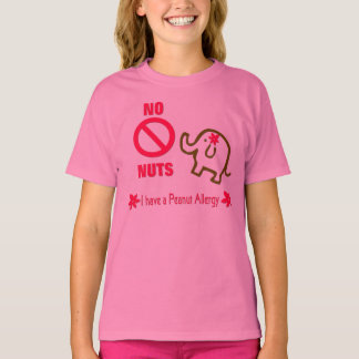 Cute Elephant NO NÖT Peanut Allergy Girls T-Shirt